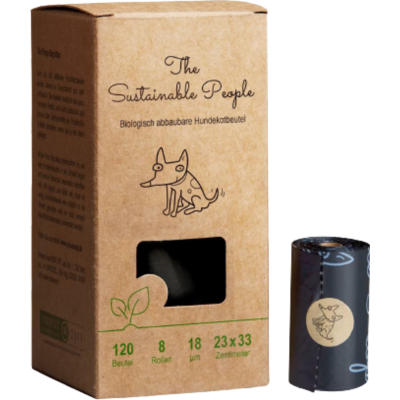 The Sustainable People Biologisch abbaubare Hundekotbeutel ohne Henkel - 8 Rollen à 15 Beutel