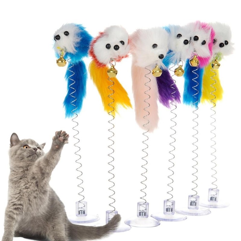 Cartoon Haustier Katzenspielzeug Stick Feder Stange Maus Spielzeug Mit Mini Glocke Cat Catcher Teaser Interaktives Katzenspie