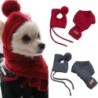 Haustier Hund Winter Warm Streifen Strickmütze + Schal Kragen Welpen Teddy Kostüm Weihnachtskleidung