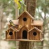 Holz Vogel Haus Hof Hinterhof Dekoration Idyllischen Outdoor Bird'S Villa Stil Gartenarbeit Anhänger