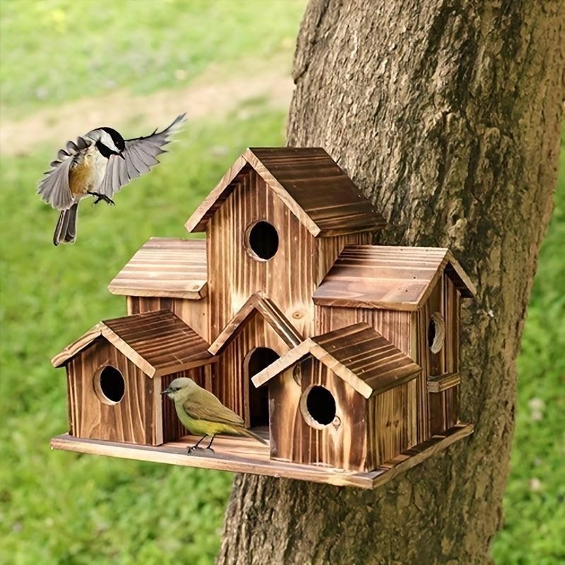 Vogelhaus zum Aufhängen am Baum, handgefertigtes natürliches Vogelhaus aus Holz für draußen, Hinterhof, Hof, Terrasse, Dekora