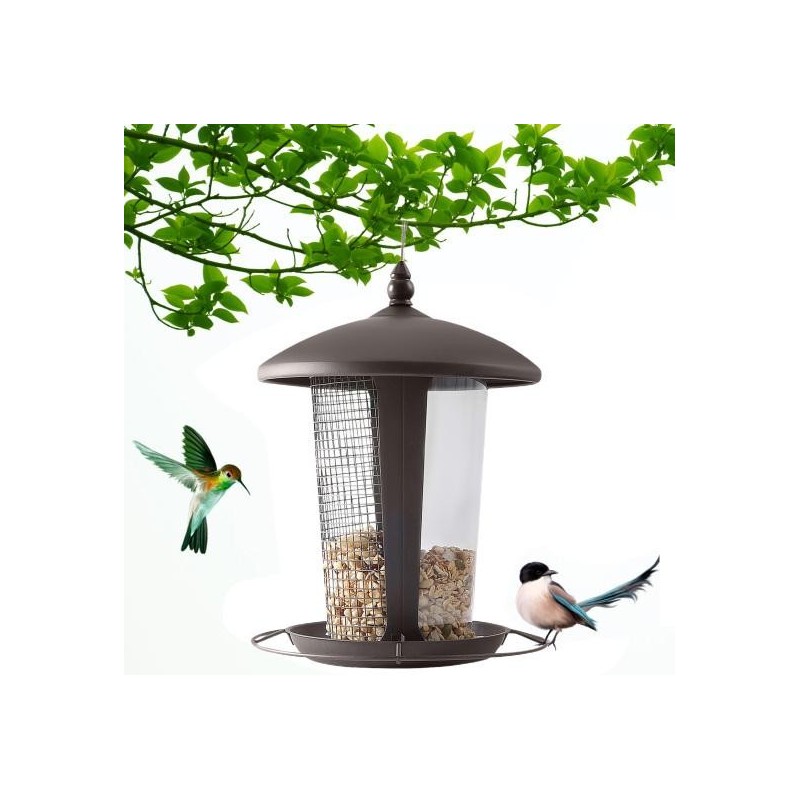 Metal Bird Feeder 2-in-1 Weather Resistant Rust-proof Easy to Assemble with Secure s