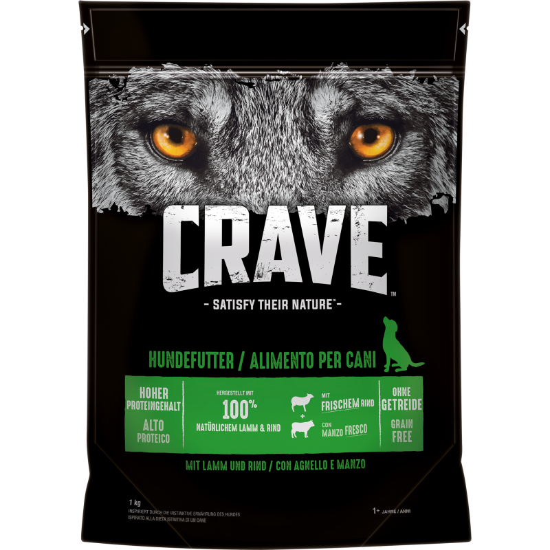 Crave Dog Trocken mit Lamm und Rind - 1 kg