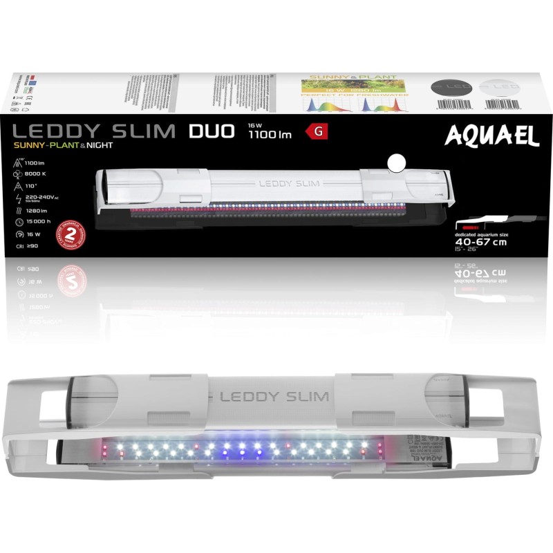 Aquael Leddy Slim Duo 16 W Sunny Plant & Night 2.0 - Weiß