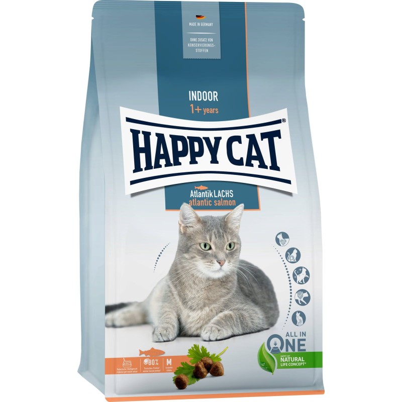 Happy Cat Trockenfutter Indoor Atlantik Lachs - 1,3 kg