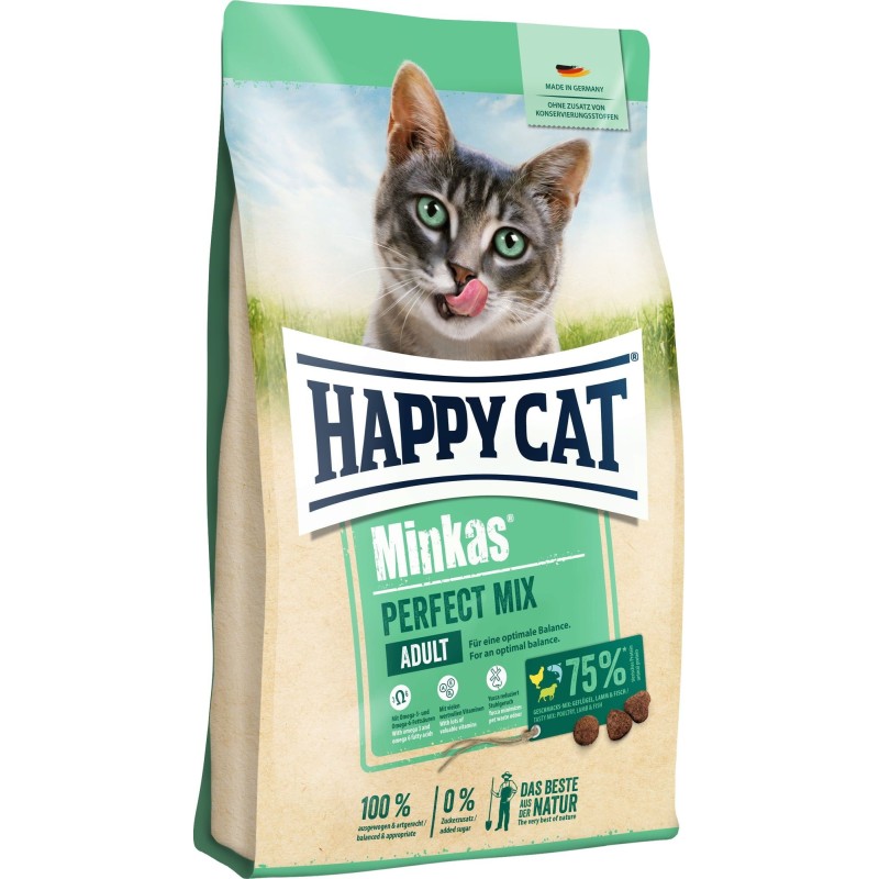 Happy Cat Trockenfutter Minkas Perfect Mix Geflügel, Fisch und Lamm - 500 g