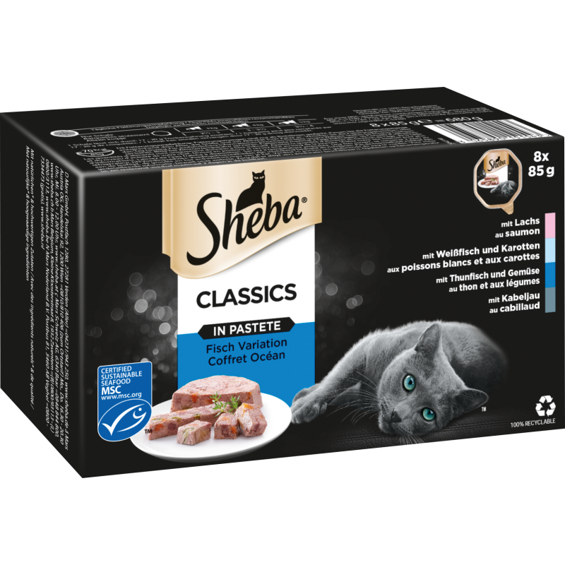 Sheba Classics in Pastete Fisch Variation 8x85g - 680 g