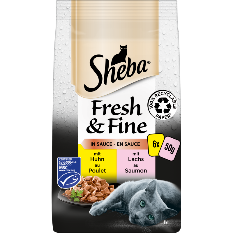 Sheba Fresh & Fine in Sauce mit Huhn und Lachs (MSC) 6x50g - 300 g