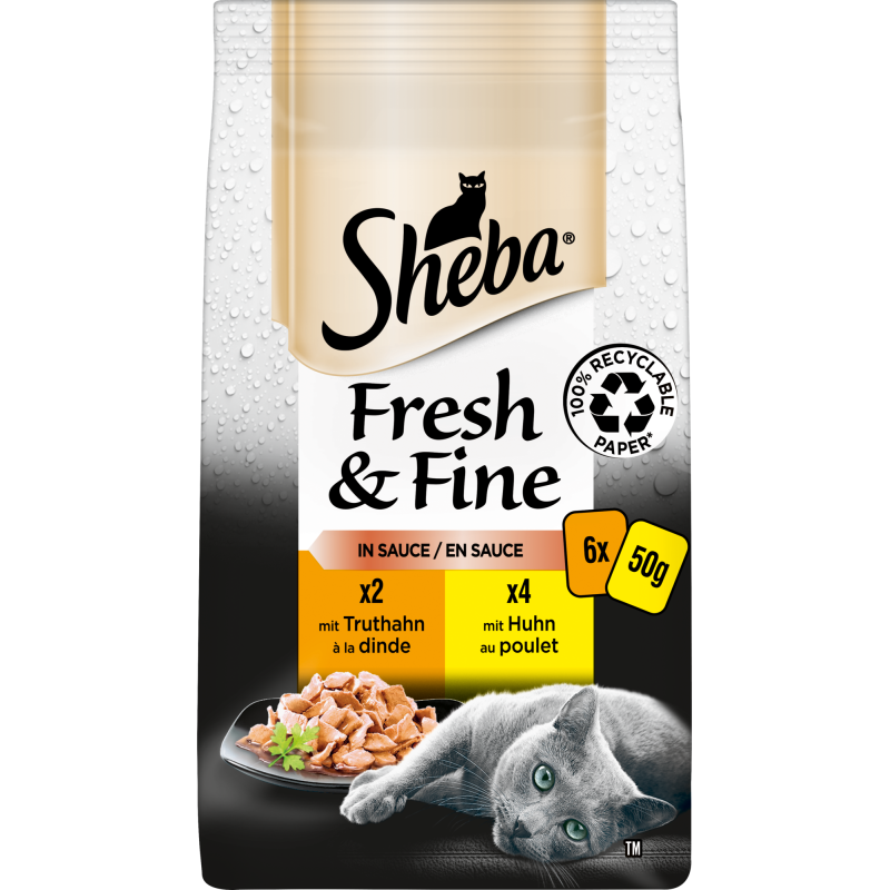 Sheba Fresh & Fine in Sauce mit Huhn und Truthahn 6x50g - 300 g