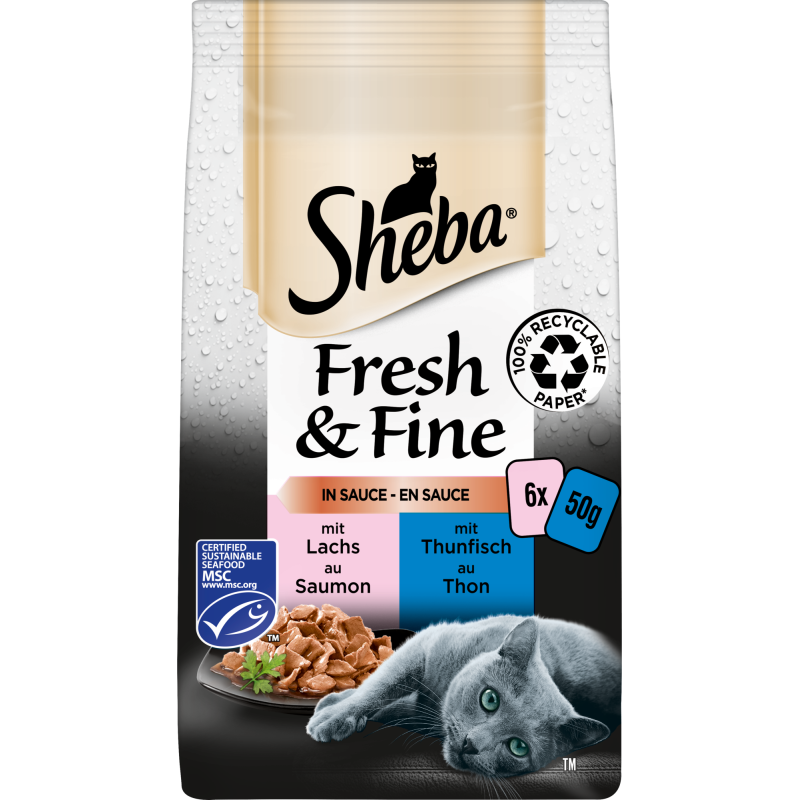 Sheba Fresh & Fine in Sauce mit Lachs und Thunfisch 6x50g - 300 g