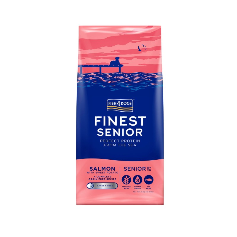 Fish4Dogs Finest Senior Lachs mit Süßkartoffel (Large Kibble) - 1,5 kg