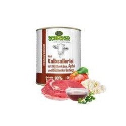 Schecker Hundemenü - Kalbsallerlei mit Hüttenkäse, Apfel und Küchenkräutern