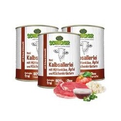 Schecker Hundemenü - Kalbsallerlei mit Hüttenkäse, Apfel und Küchenkräutern