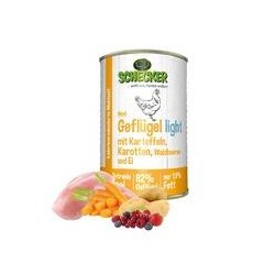 Schecker Hundemenü - Geflügel light mit Kartoffeln, Karotten, Waldbeeren & Ei