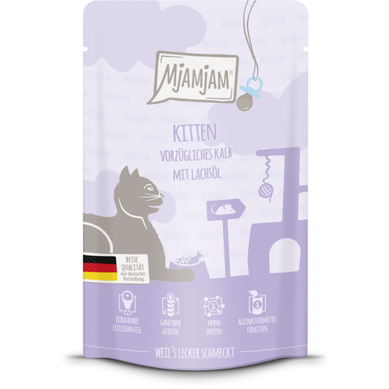 Mjamjam Kitten Kalb und Lachsöl Portionsbeutel - 125 g