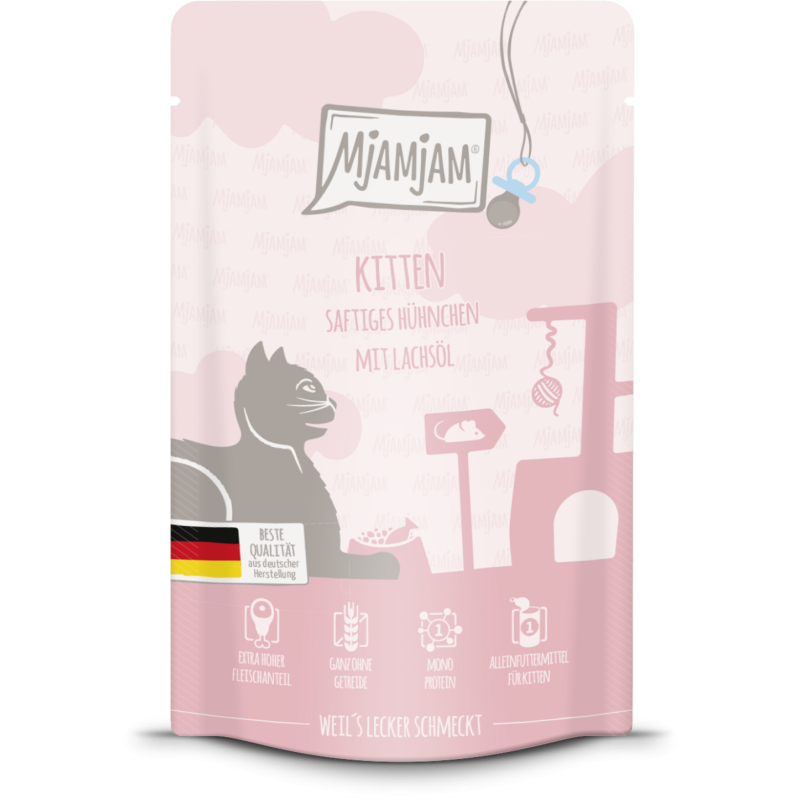 Mjamjam Kitten Huhn und Lachsöl Portionsbeutel - 125 g