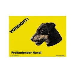 Warnschild "Vorsicht freilaufender Hund"