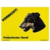 Warnschild "Vorsicht freilaufender Hund"