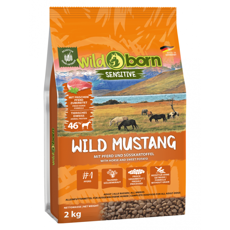 Hundefutter getreidefrei mit Pferdefleisch 2kg Trockenfutter WILDBORN Wild Mustang