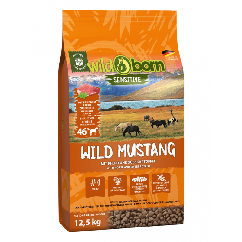 Hundefutter getreidefrei mit Pferdefleisch 12,5kg Trockenfutter WILDBORN Wild Mustang