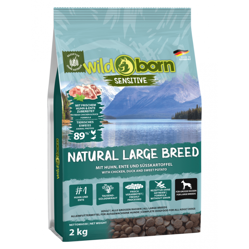 Hundefutter getreidefrei für grosse Rassen 2kg Trockenfutter WILDBORN Natural Large Breed