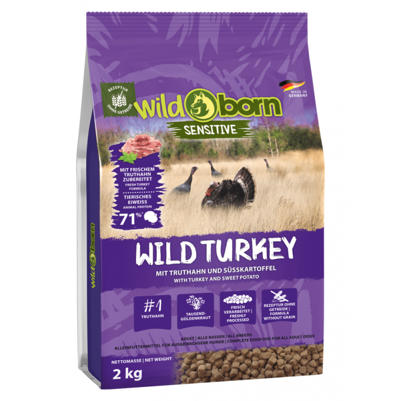 Hundefutter getreidefrei Truthahn 2kg Trockenfutter WILDBORN Wild Turkey