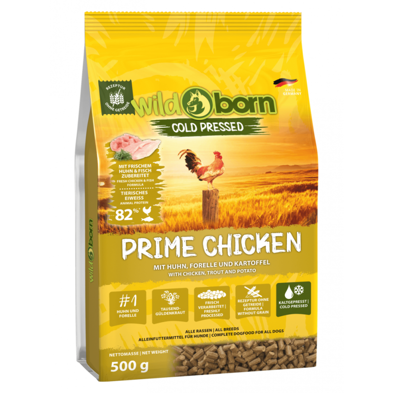 Hundefutter kaltgepresst mit Huhn 500g Trockenfutter WILDBORN Prime Chicken