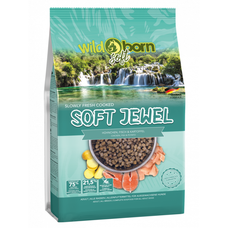 Hundefutter getreidefrei mit Hühnchen + Fisch 4 kg Trockenfutter WILDBORN Soft Jewel