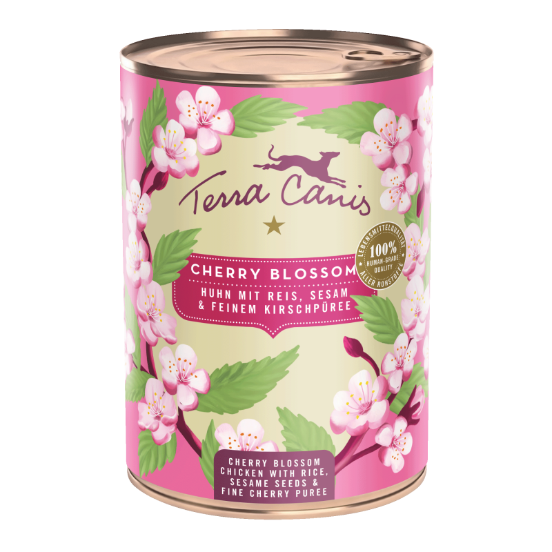 Terra Canis Flower Menü | Cherry Blossom: Huhn mit Reis, Sesam und feinem Kirschpüree 400g