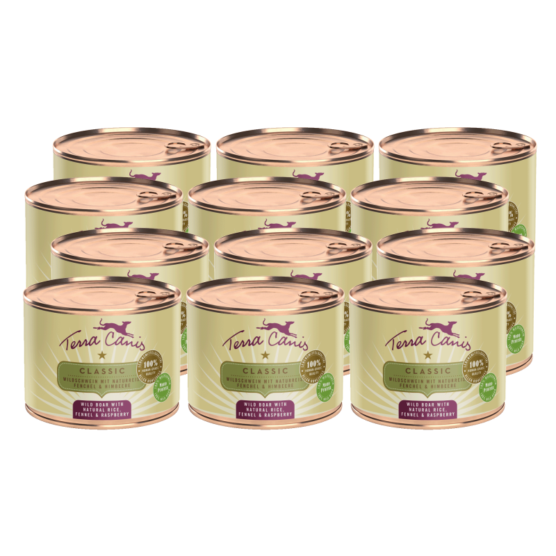 Terra Canis Classic | Wildschwein mit Naturreis, Fenchel und Himbeere 12x 200g