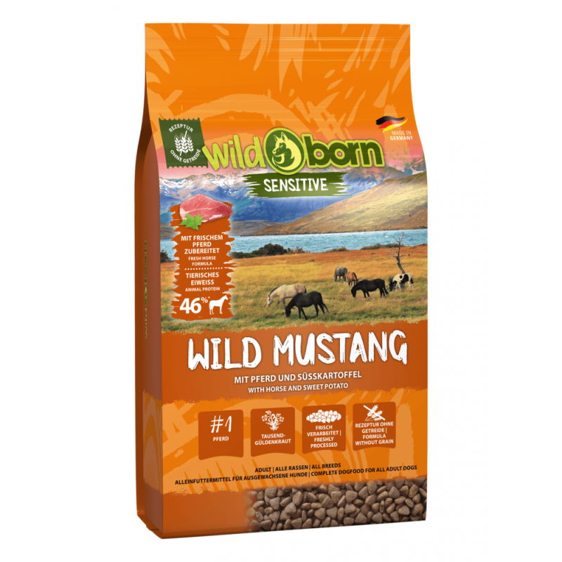 Hundefutter getreidefrei mit Pferdefleisch 8kg Trockenfutter WILDBORN Wild Mustang