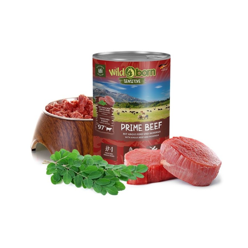 Wildborn Hundefutter Prime Beef Nassfutter mit Angus Rindfleisch 6x400g getreidefreies Hundefutter für alle Hunde