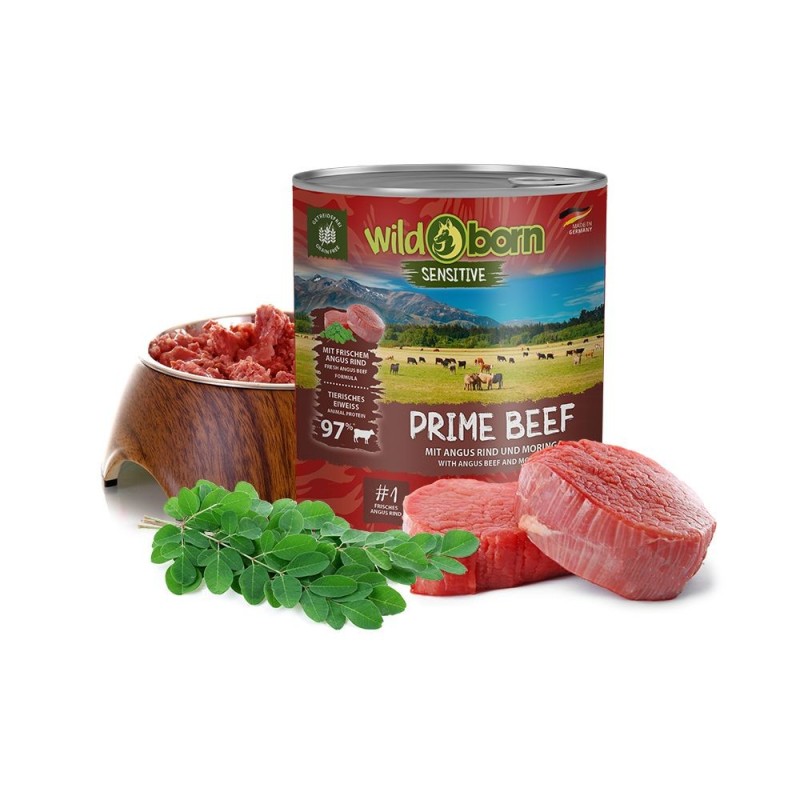 Wildborn Hundefutter Prime Beef Nassfutter mit Angus Rindfleisch 6x800g getreidefreies Hundefutter für alle Hunde