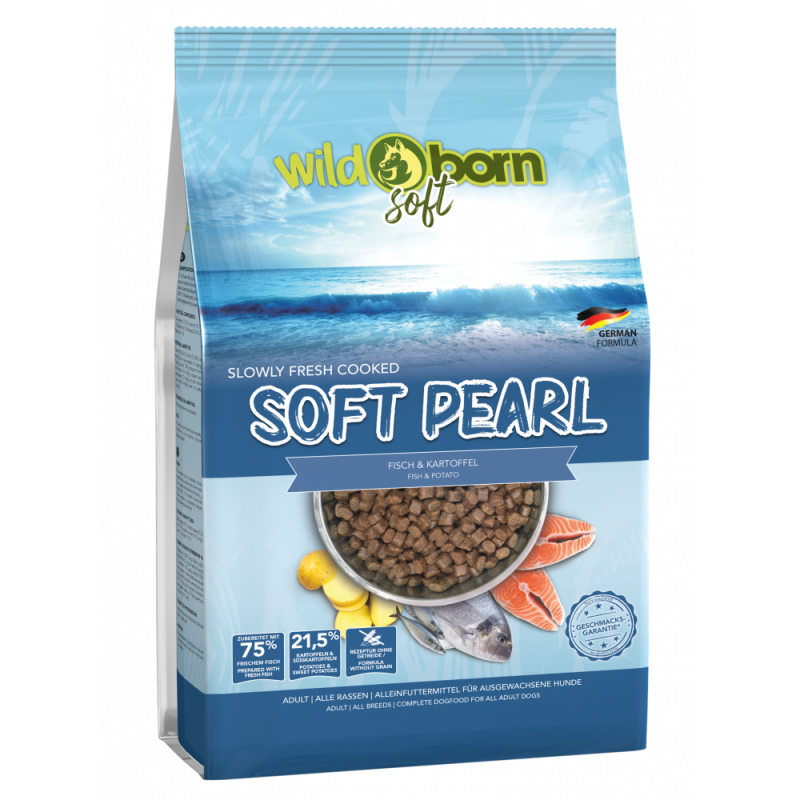 Hundefutter getreidefrei mit 7 Sorten Fisch 4 kg Trockenfutter WILDBORN Soft Pearl