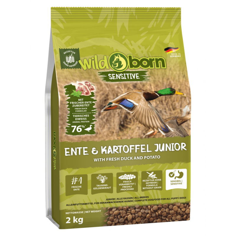 Wildborn Ente & Kartoffel JUNIOR 2kg - für Welpen & Junghunde