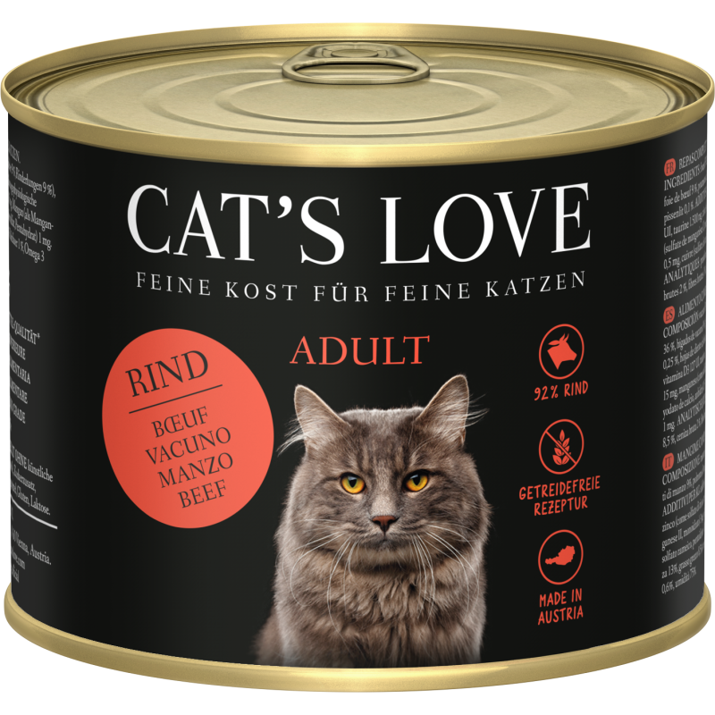 CAT's LOVE Katzen Nassfutter ADULT RIND PUR - 200 g