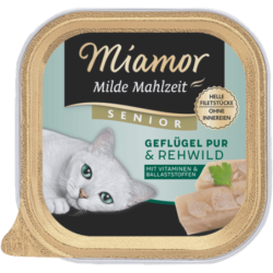 Miamor Milde Mahlzeit Senior Schale 100g - Geflügel+Reh