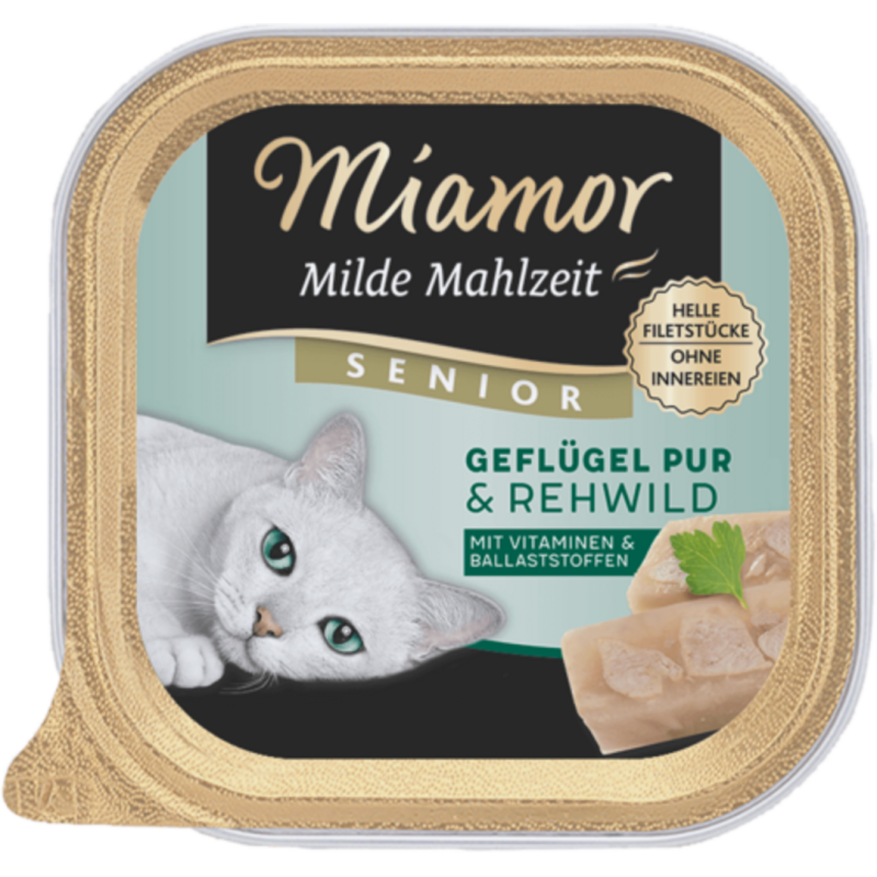 Miamor Milde Mahlzeit Senior Schale 100g - Geflügel+Reh