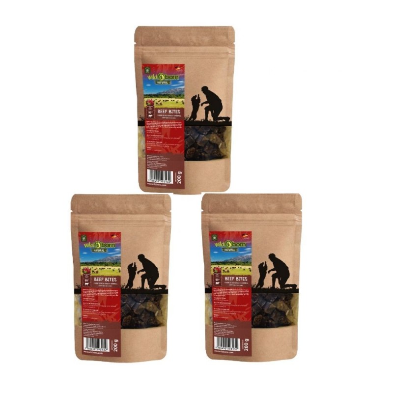 Wildborn Natural Beef Bites Hundesnack 3 x 200 g