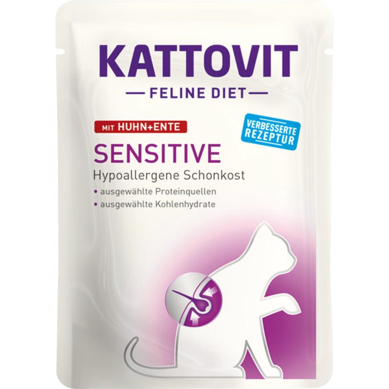 Kattovit Sensitive Frischebeutel 85g - Huhn+Ente