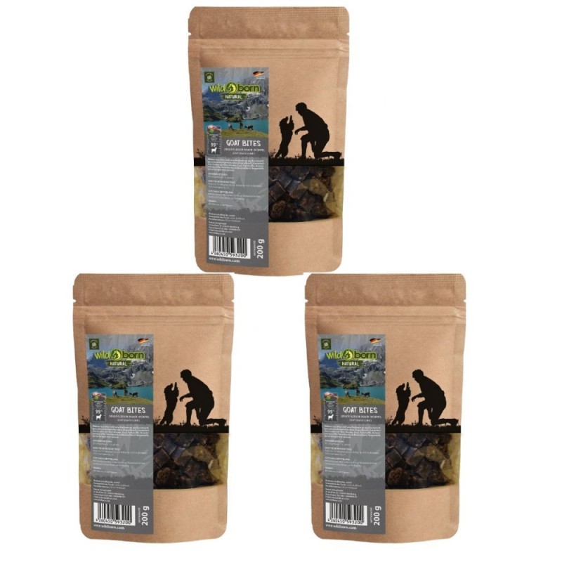 Wildborn Natural Goat Bites Hundesnack 3 x 200 g