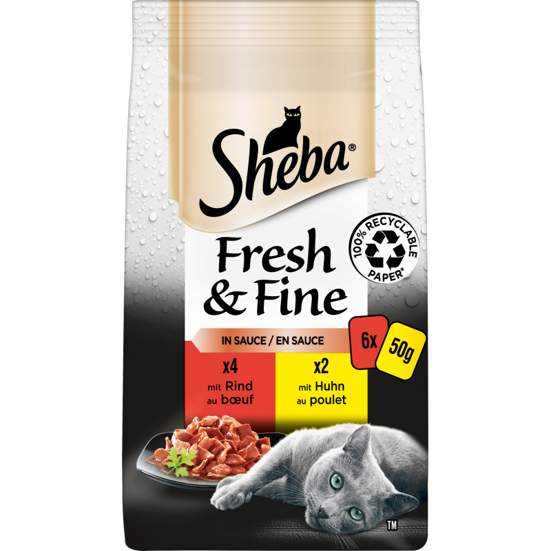 Sheba Fresh & Fine in Sauce mit Rind und Huhn 6x50g - 300 g