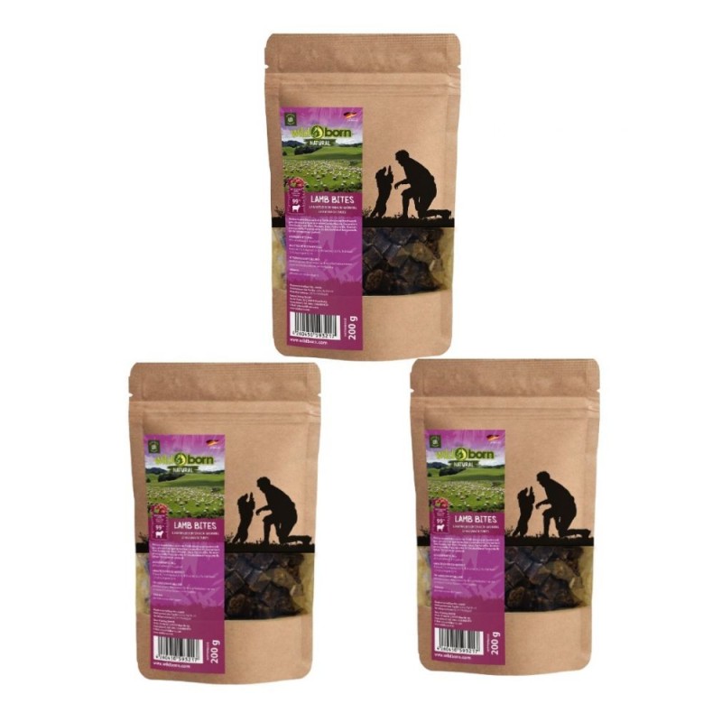 Wildborn Natural Lamb Bites Hundesnack 3 x 200 g