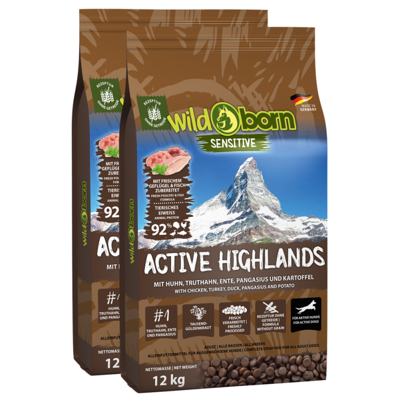 Wildborn Active Highlands Doppelpack 2 x 12 kg