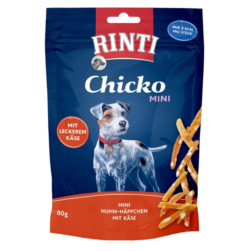 RINTI Chicko Mini 80 Gramm Hundesnacks Sparpaket 12 x 80 Gramm Huhn / Käse