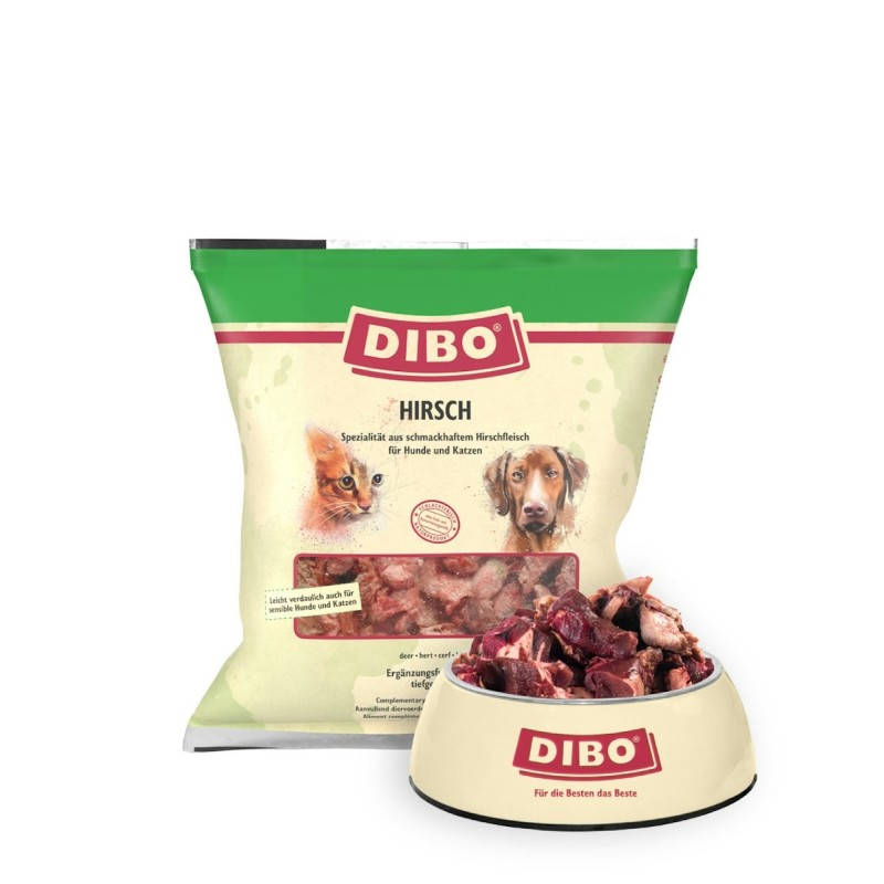 DIBO Hirsch Spezialfutter / Frostfutter für Hunde und Katzen Sparpaket 8 x 1000 Gramm