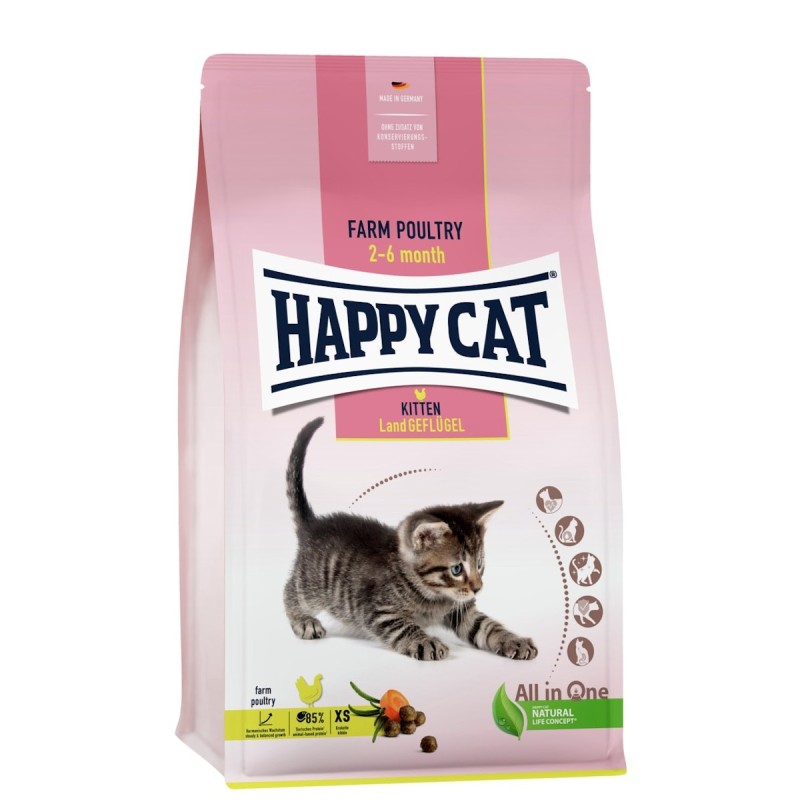 HAPPY CAT Supreme Young Kitten Land-Geflügel 1,3 Kilogramm Katzentrockenfutter 4 Kilogramm