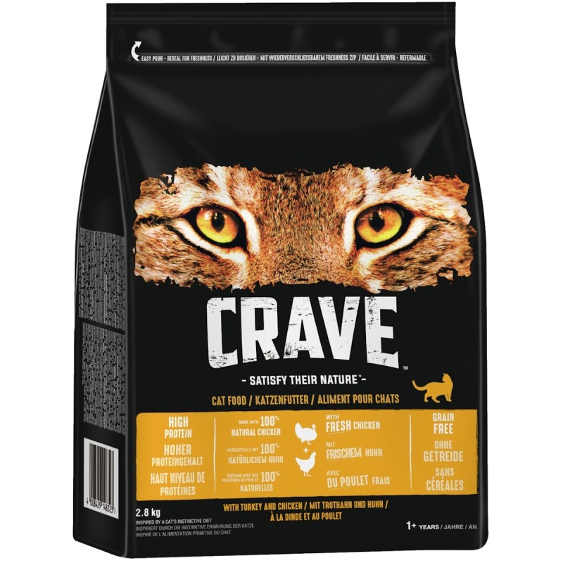 CRAVE Truthahn / Huhn Katzentrockenfutter 2,8 Kilogramm