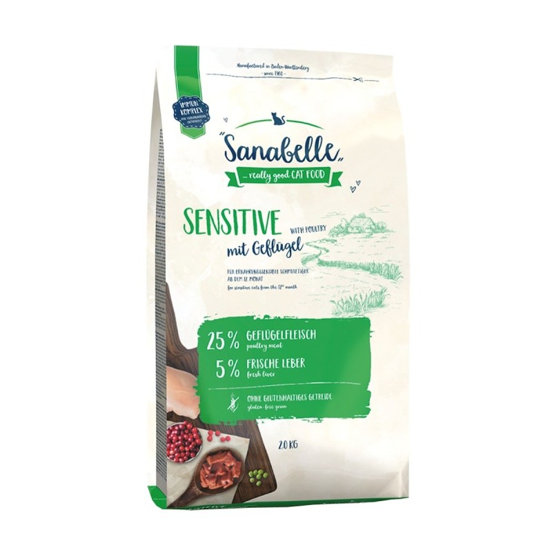 Sanabelle Sensitive mit Geflügel Katzentrockenfutter Sparpaket 2 x 2 Kilogramm