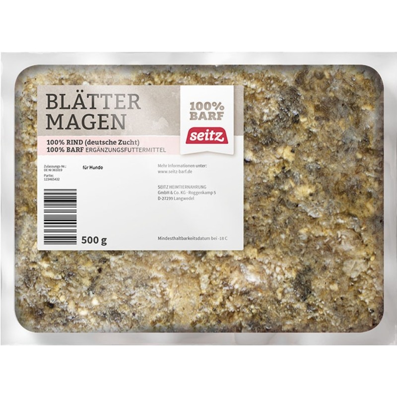 Seitz Blättermagen gewolft Spezialfutter / Frostfutter für Hunde Sparpaket 24 x 500 Gramm